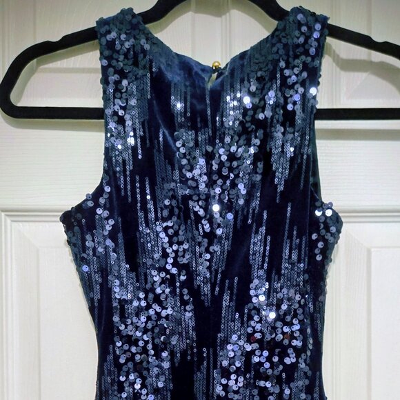 Emerald Sundae Velvet Sequence Blue Dress Size XX Small New With Tags - Picture 1 of 5